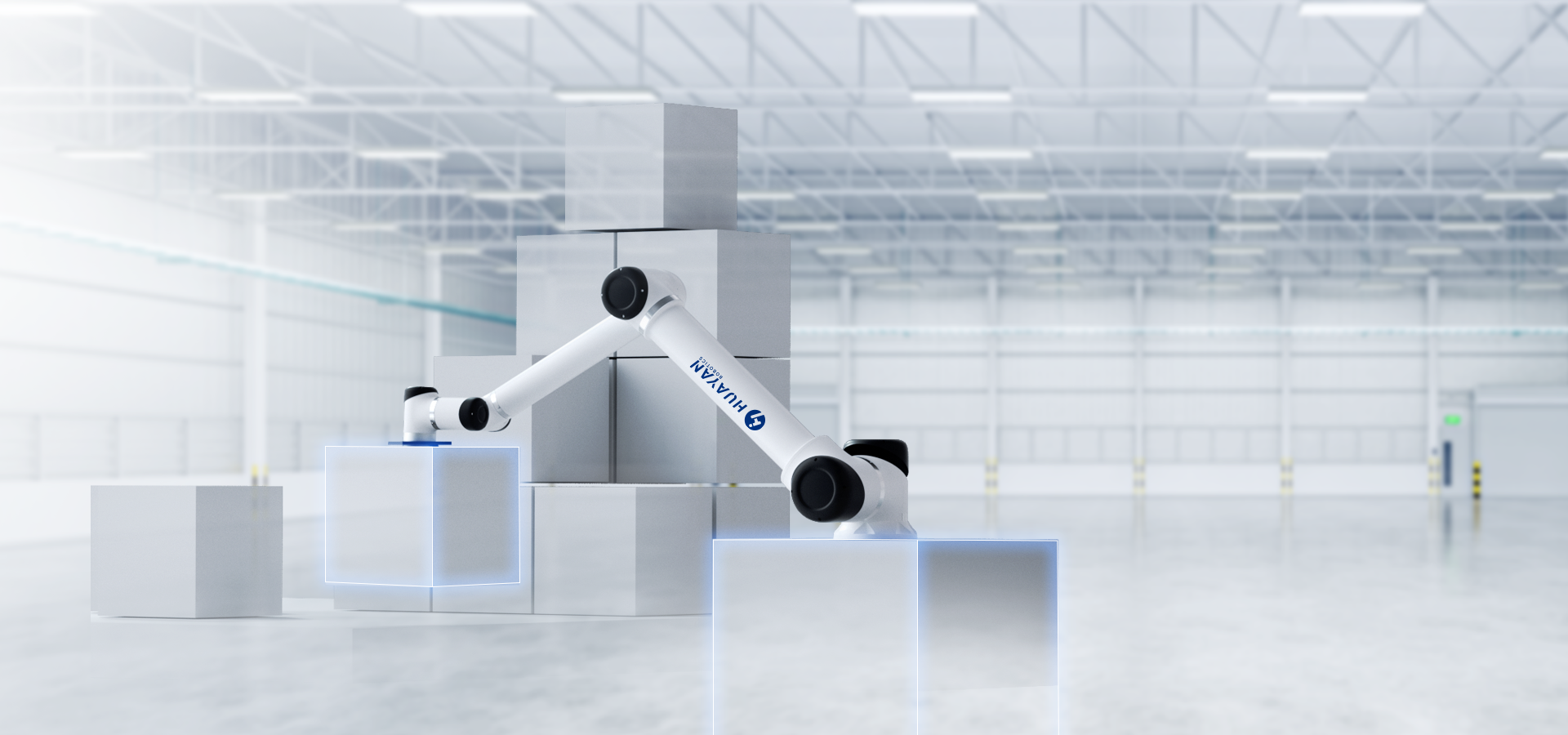Cobot Huayan Serie S en operación de paletizado